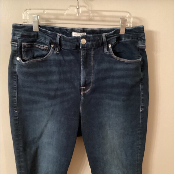 GOOD AMERICAN SIZE 16 BLUE GOOD LEGS CROP SKINNY JEANS DARK WASH - Picture 3 of 7